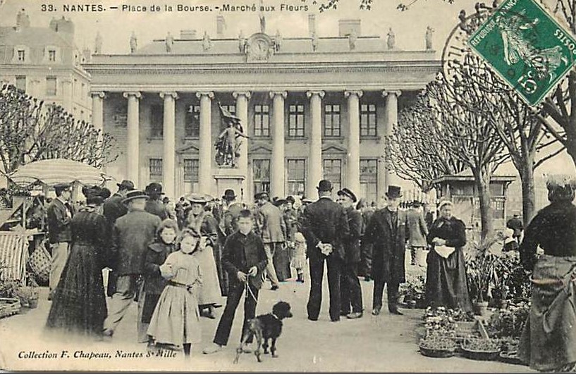 Nantes - Place de la Bourse - March� aux fleurs - Loire-Atlantique