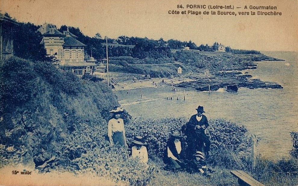 Pornic - 1924 � Gourmalon - C�te et Plage de La Source vers la Biroch�re - Loire-Atlantique