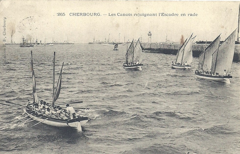 Cherbourg - Les canots rejoignant l