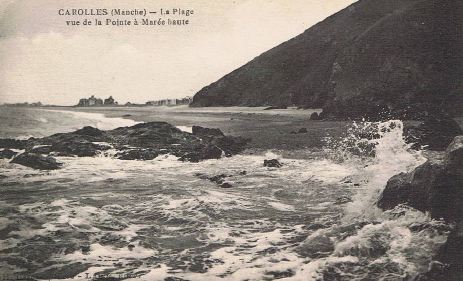 CAROLLES - LA PLAGE VUE DE LA POINTE A MAREE HAUTE  - Manche (50) - Normandie