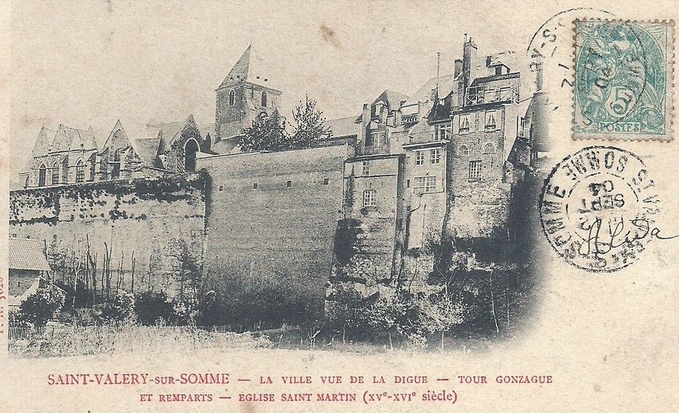 SAINT-VAL�RY-SUR-SOMME : La ville vue de La Digue - Tour Gonzague