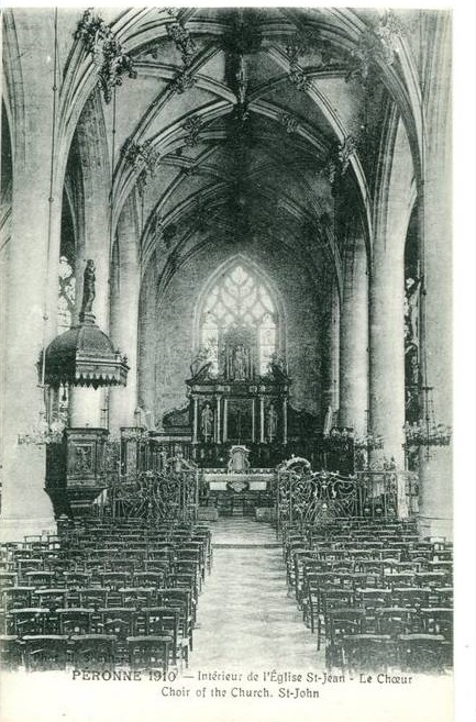 PERONNE 1910- Int�rieur de l'�glise St Jean- le Ch�ur