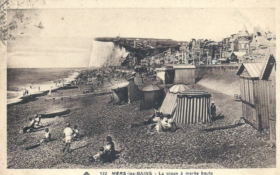 MERS-LES-BAINS : La Plage � mar�e haute