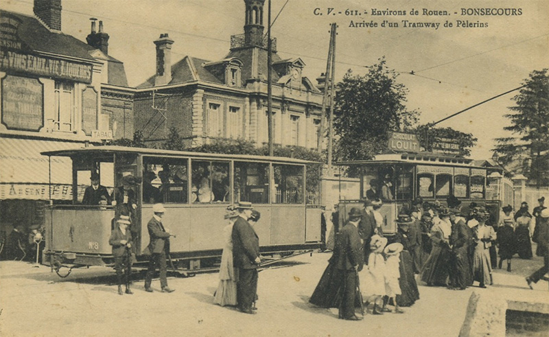 Arriv�e d'un Tramway de P�lerins