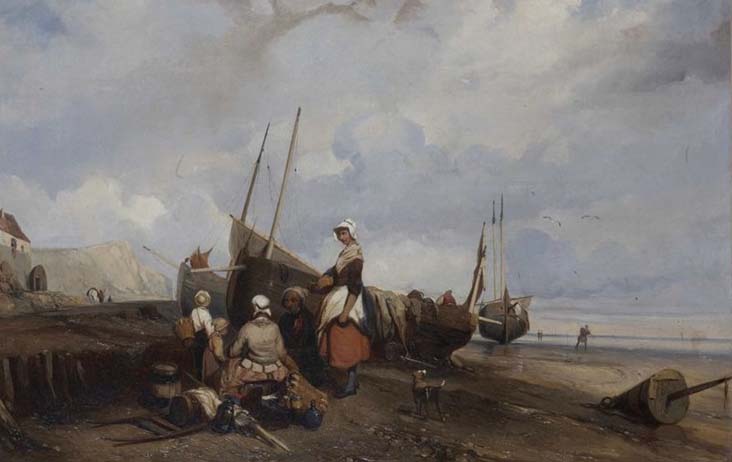 Famille de pêcheurs près du bateau