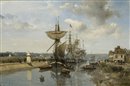 Frgates dans le port d'Harfleur vers 1850