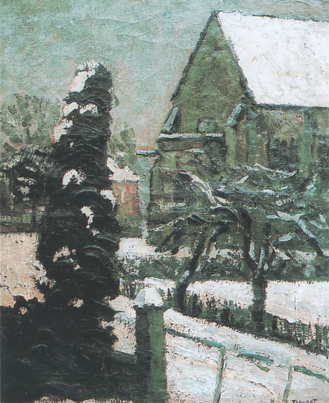 Eugène Tirvert Église sous la Neige, BlainvilleCrevon